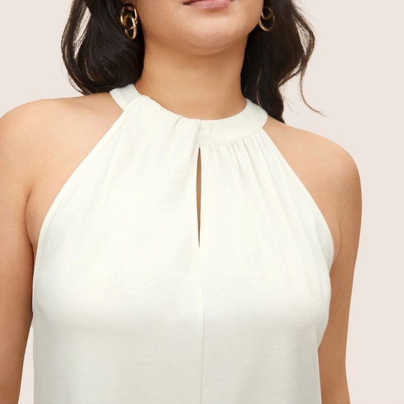 BloomChic Plus Size XL Solid Stand Up Collar Gathered Tank Top us14-16 - Picture 7 of 7